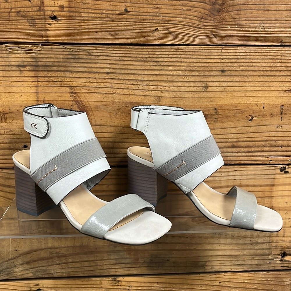 Grey Naked Feet “Fresca” ankle wrap heels…adjustable strap with velcro!